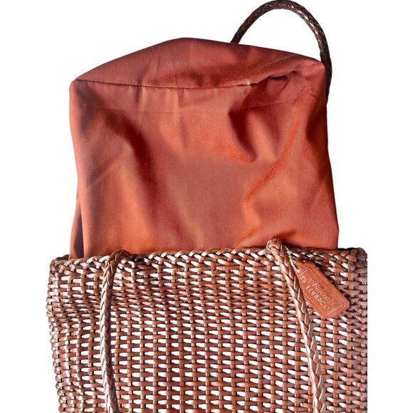 Balentin Lorenzo Handwoven Leather Tote Bag With Logo Accents & Long Handles - Picture 9 of 13